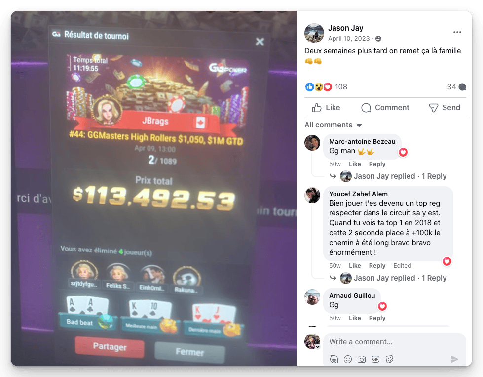 Résultat élève PokerPro 2