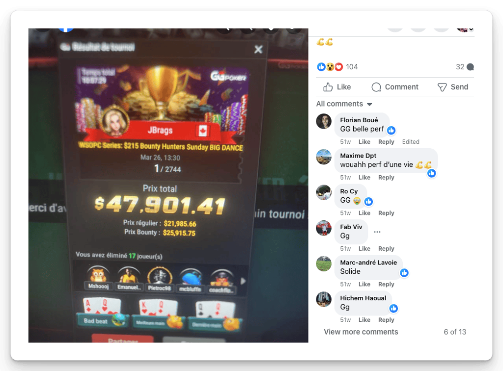 Résultat élève PokerPro 5