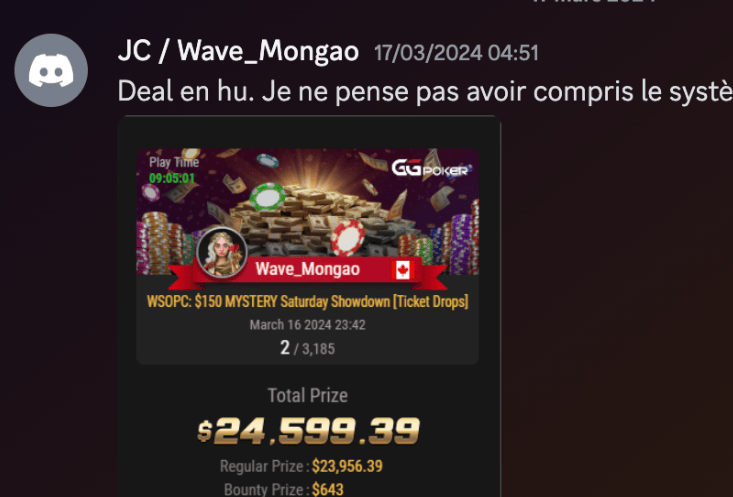 Résultat élève PokerPro 6